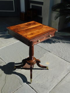 Englischer Regency-Arbeitstisch aus Veilchenholz mit einer Schublade und Orig. Messingrollen, ca. 1800