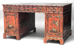 English Regency Lacquered Chinoiserie Partners Desk