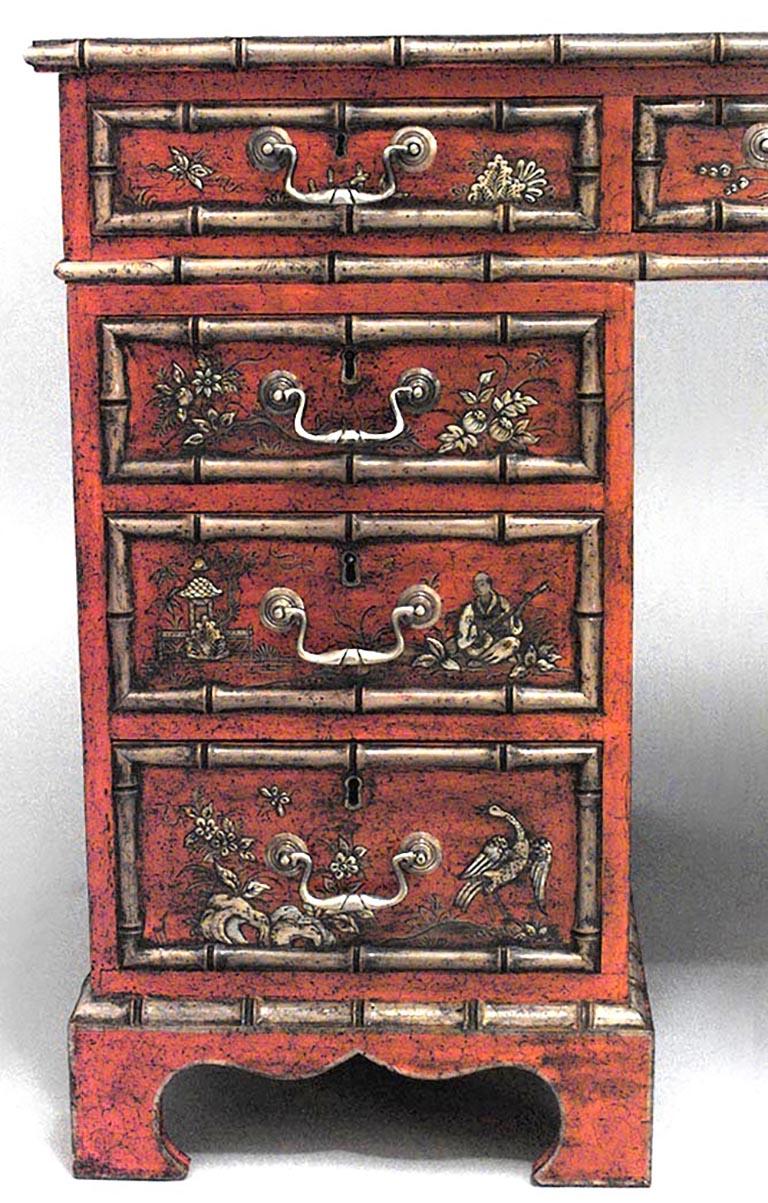 English Regency Lacquered Chinoiserie Partners Desk In Good Condition For Sale In New York, NY
