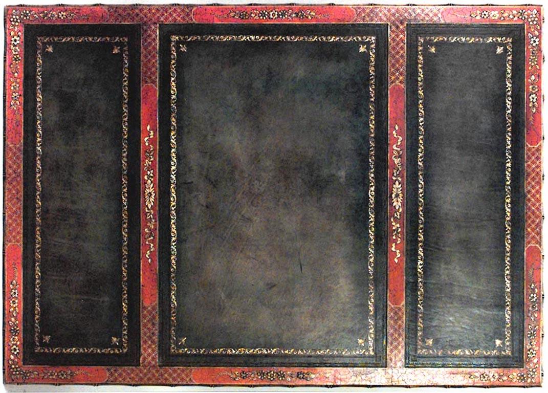 Escritorio Chinoiserie Lacado Regencia Inglesa Socios Cuero en venta