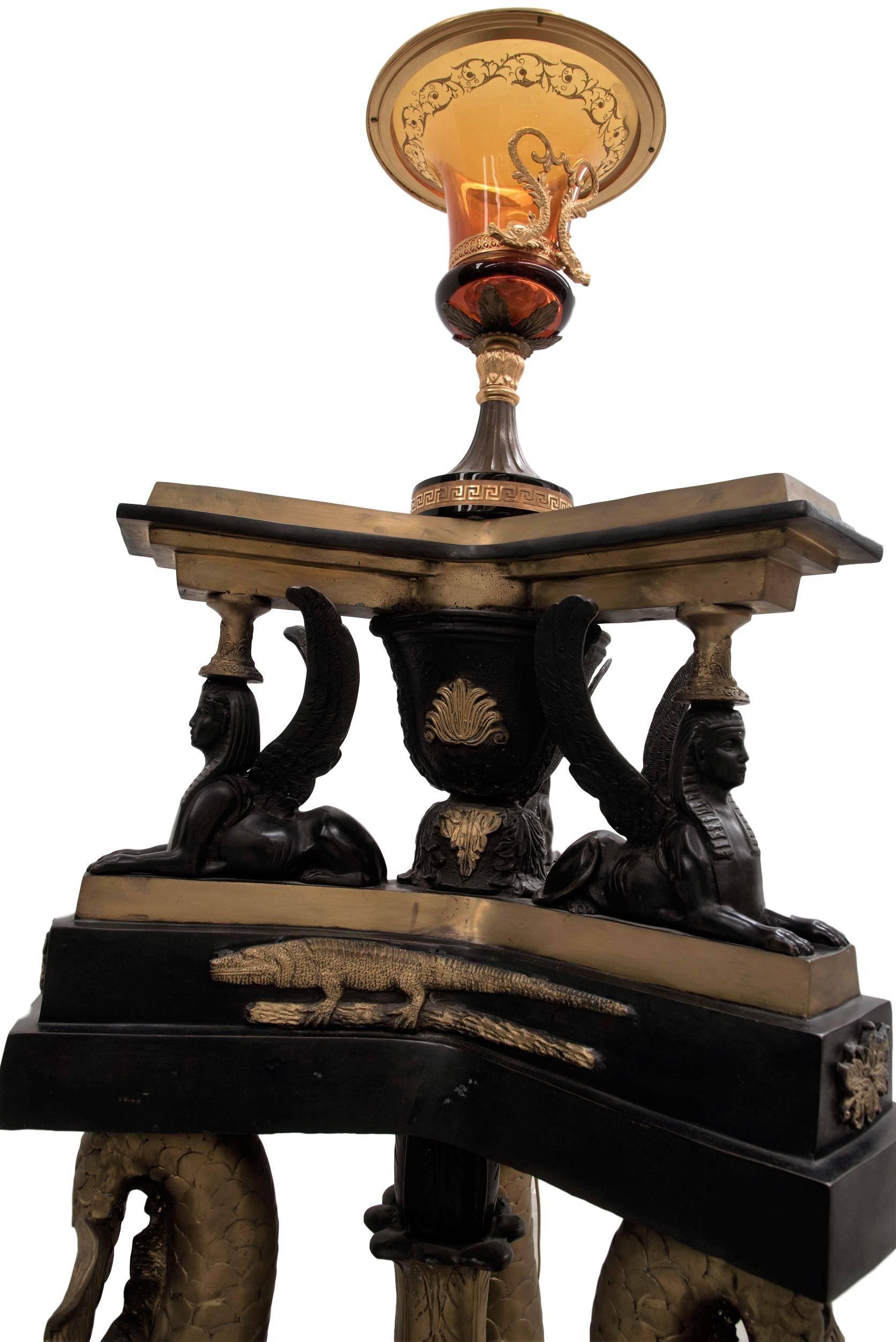 Italian English Regency Lamp, Based on 1810 Dolphin Suite Lord Nelson Tribute Lamp