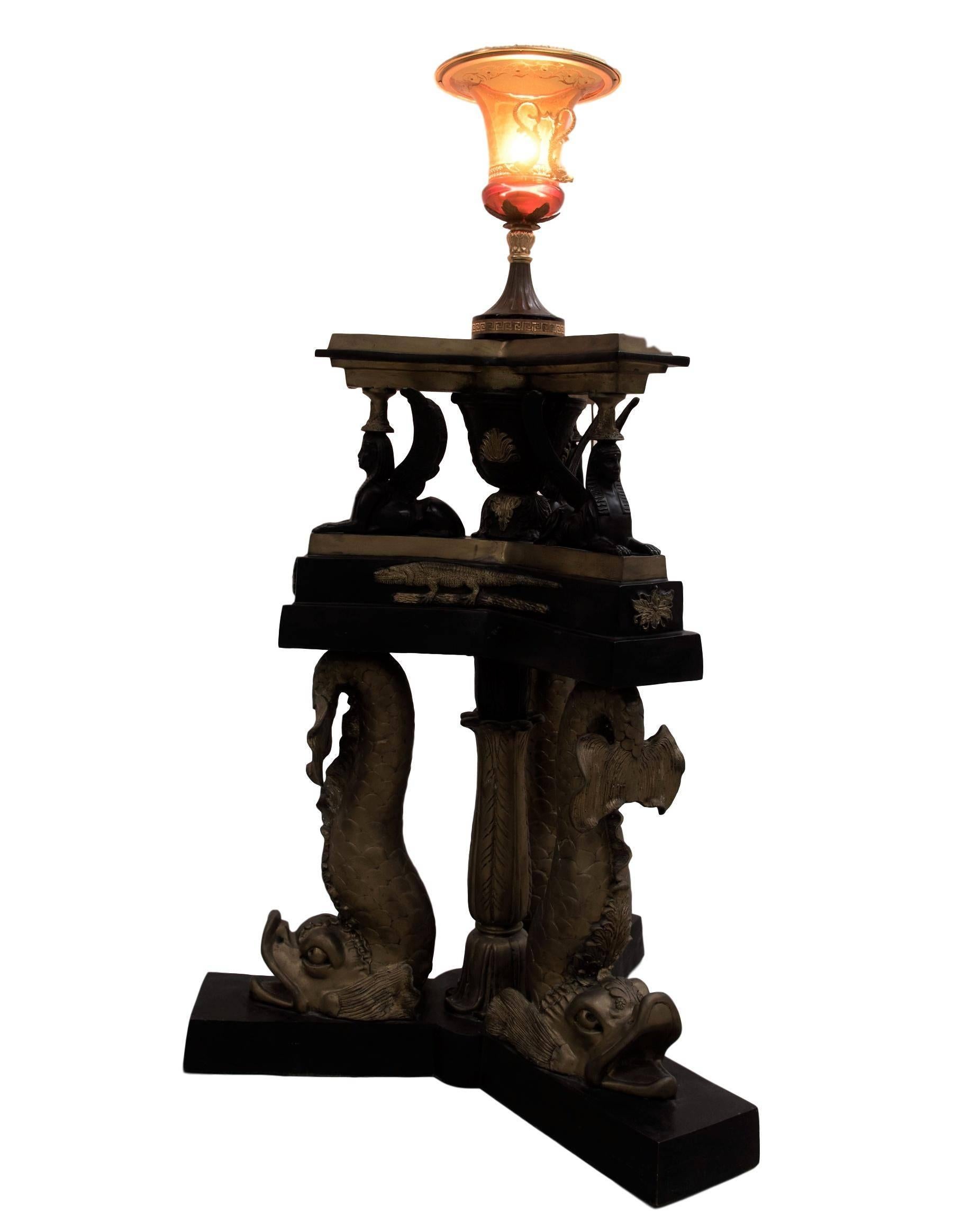 20th Century English Regency Lamp, Based on 1810 Dolphin Suite Lord Nelson Tribute Lamp