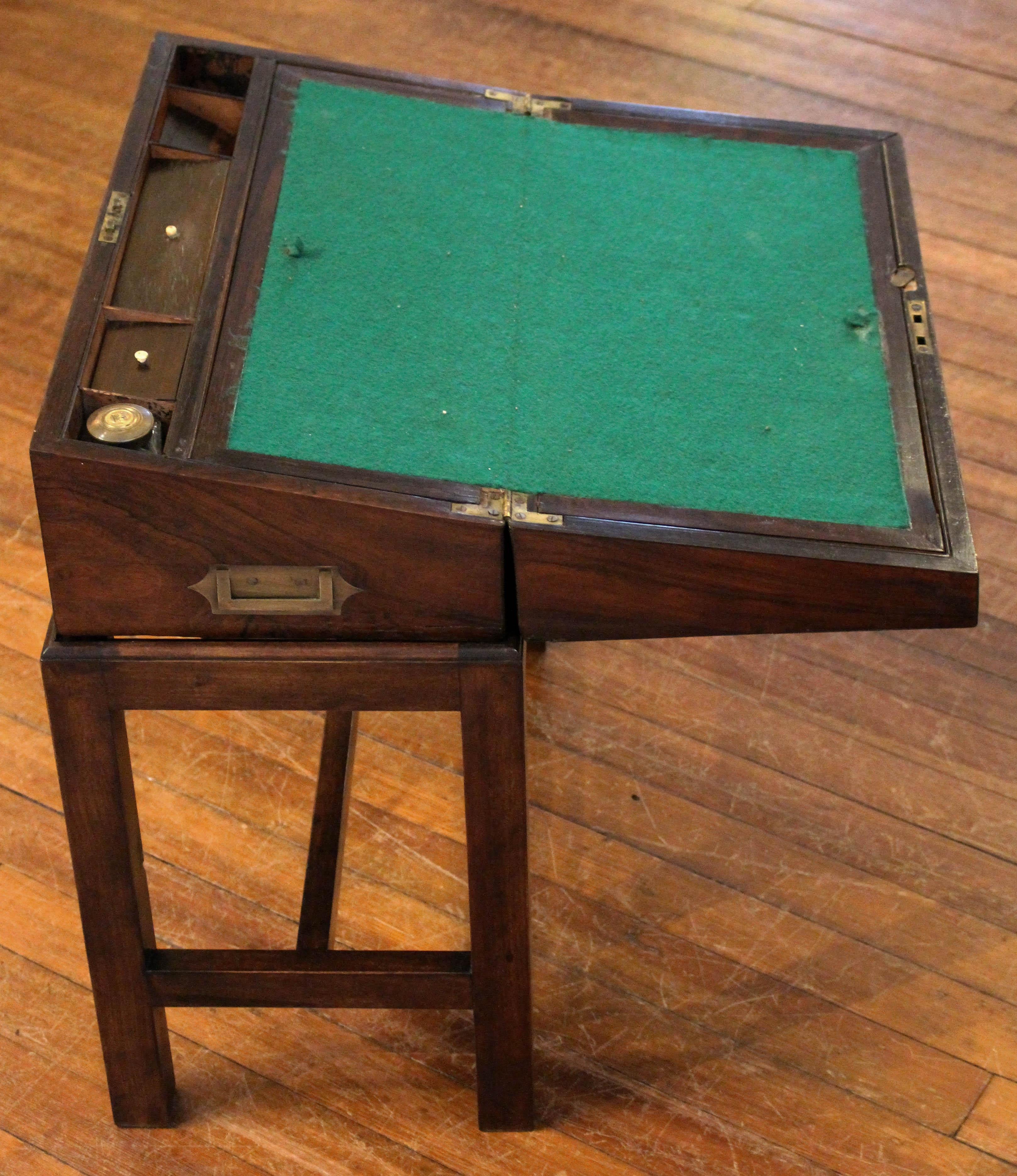 Brass English Regency Lap Desk with Custom Stand