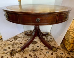 English Regency Large Mahogany Drum Table Game Table