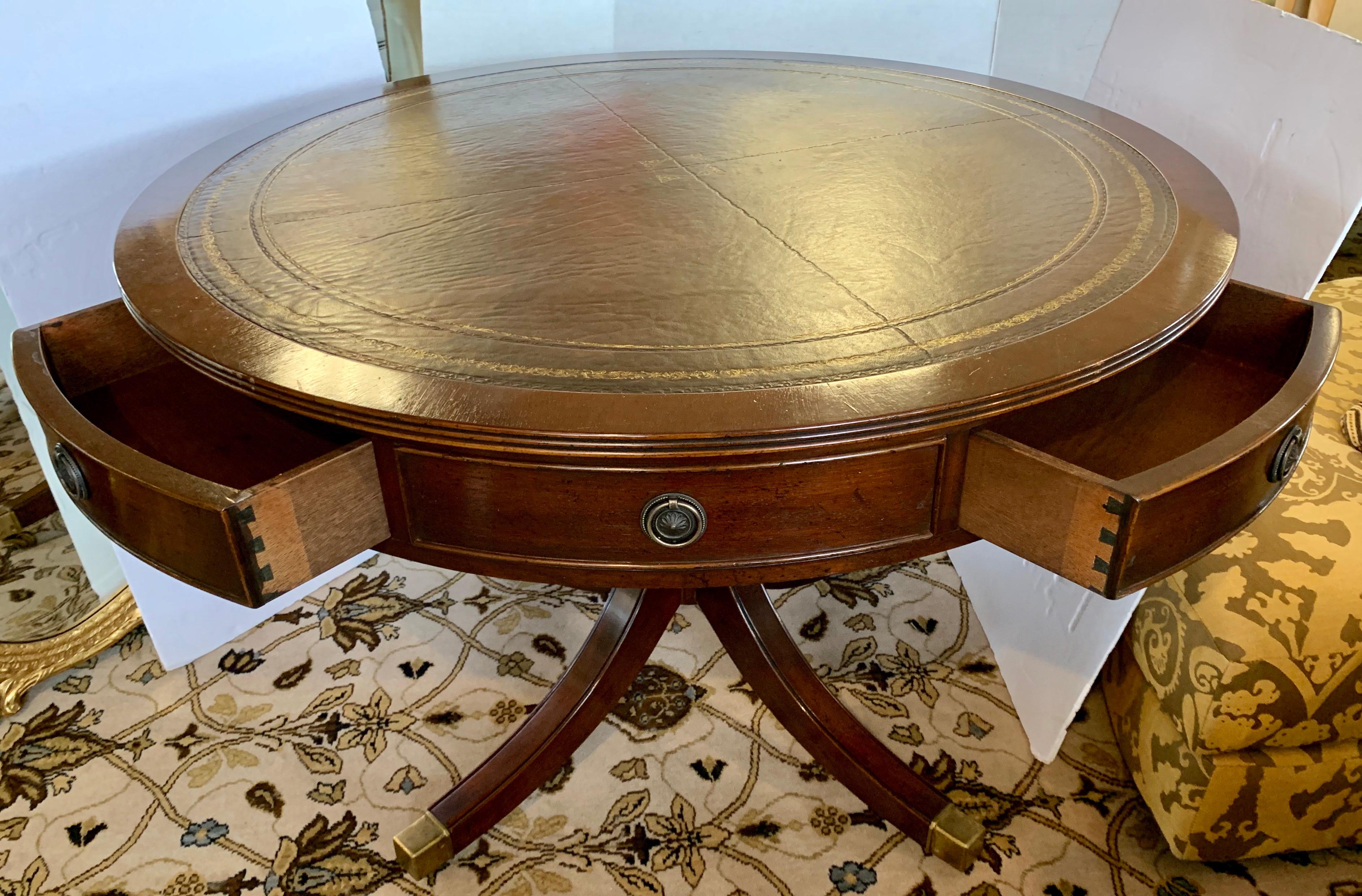 George III English Regency Large Mahogany Drum Table Game Table