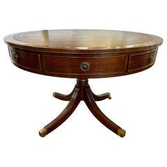 English Regency Large Mahogany Drum Table Game Table