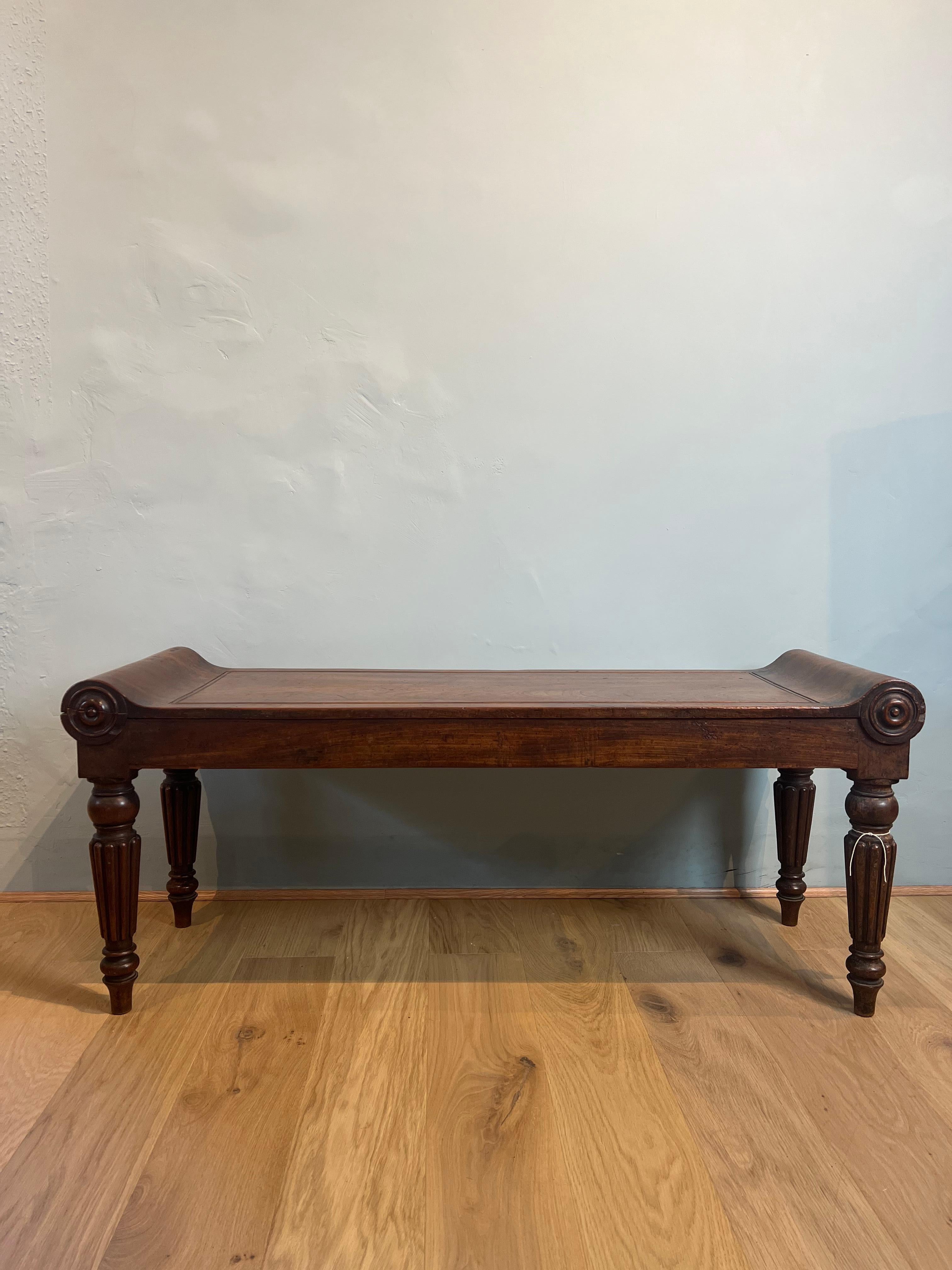 Regency Large Mahogany Hall Bench, in the Manner of Tatham and Marsh For Sale 1