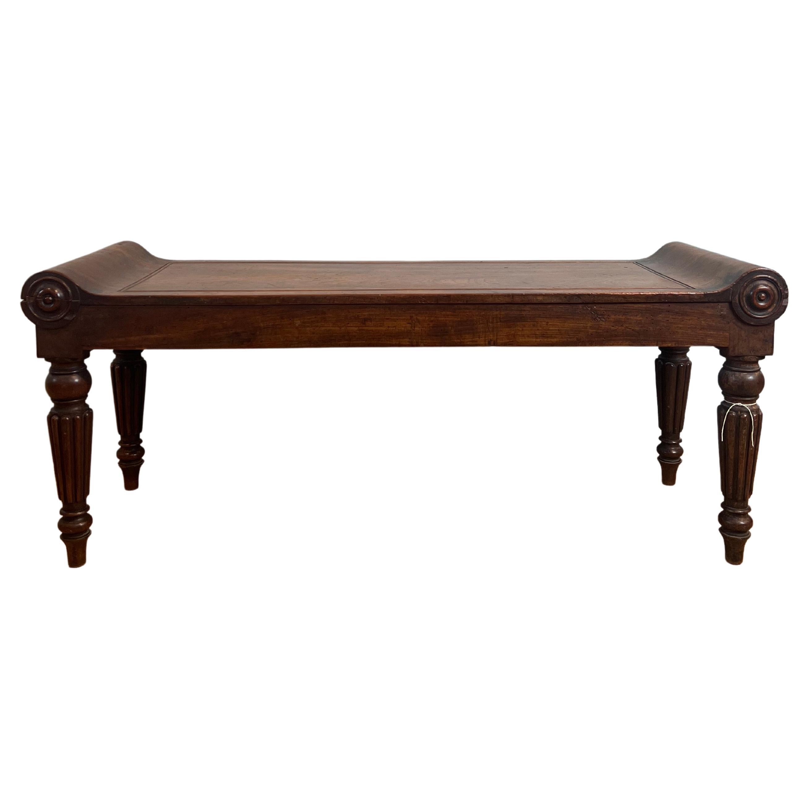 Regency Large Mahogany Hall Bench, in the Manner of Tatham and Marsh