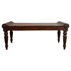 Antique English Regency Large Mahogany Hall Bench, in the Manner of Tatham and Marsh