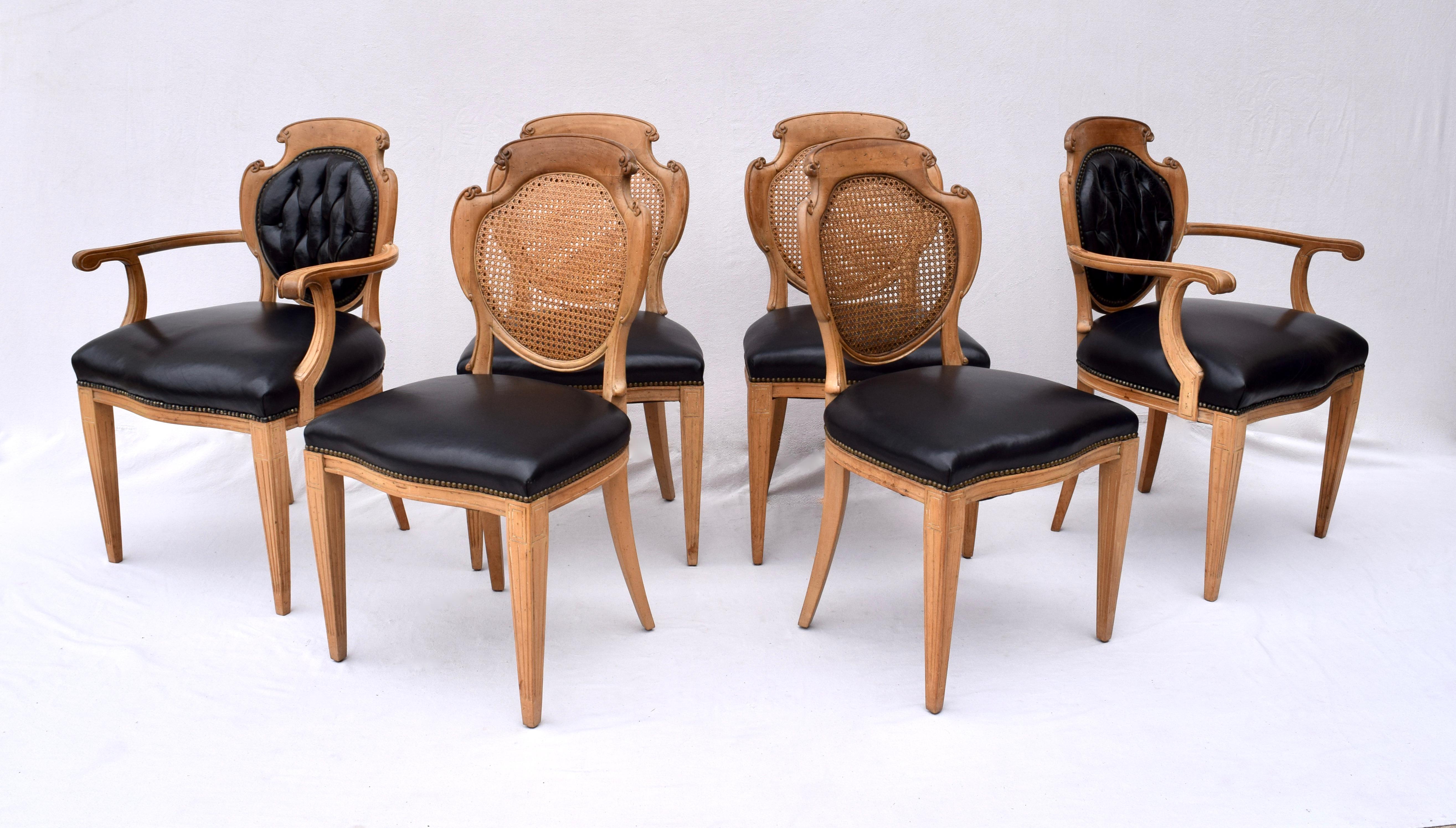 English Regency Leather and Caned Back Dining Chairs 7