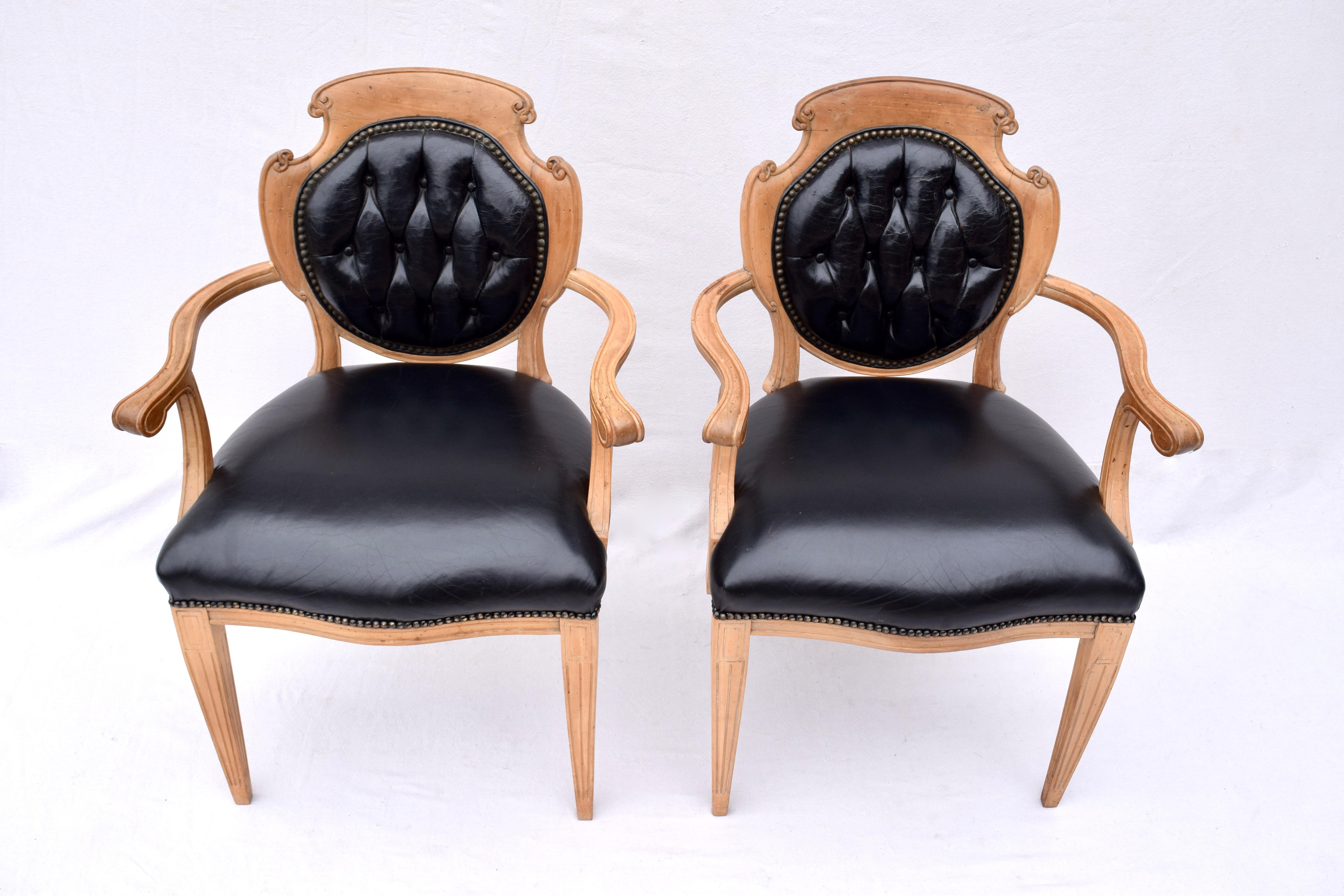 English Regency Leather and Caned Back Dining Chairs In Good Condition In Southampton, NJ