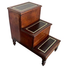 English Regency Leather Covered Steps with Storage, c. 1810