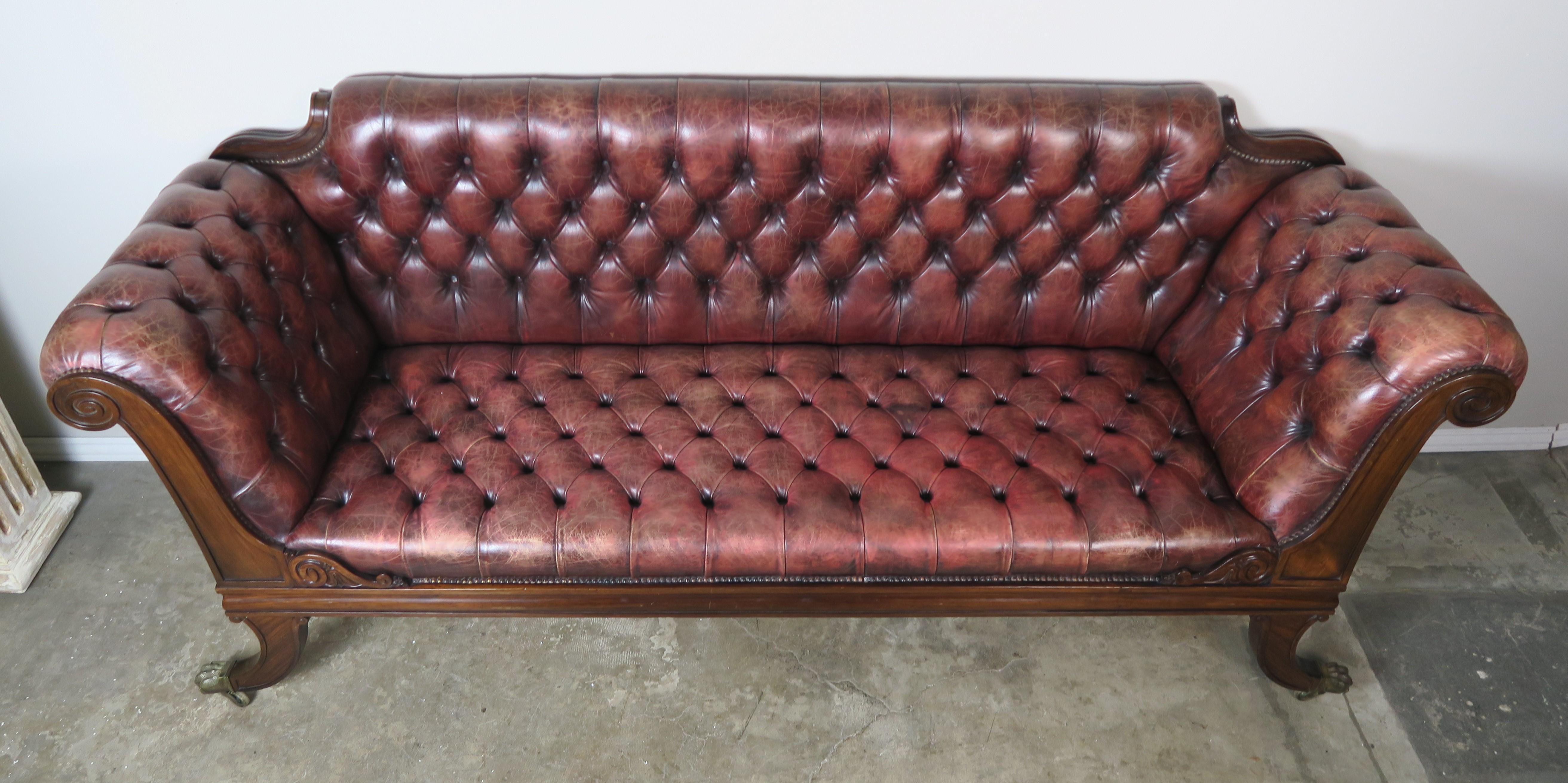 English Regency Leather Tufted Sofa, circa 1900 4