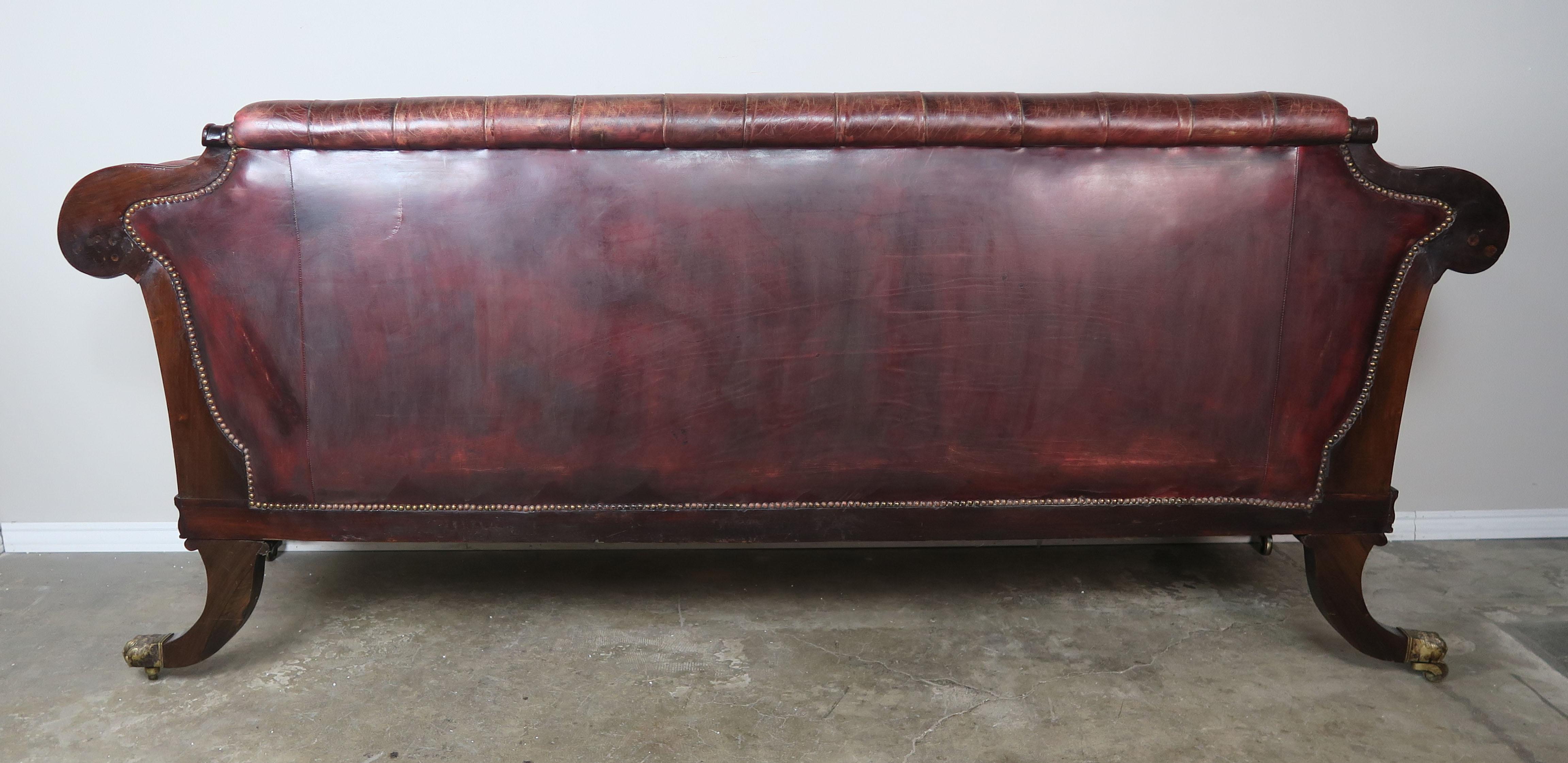 English Regency Leather Tufted Sofa, circa 1900 5