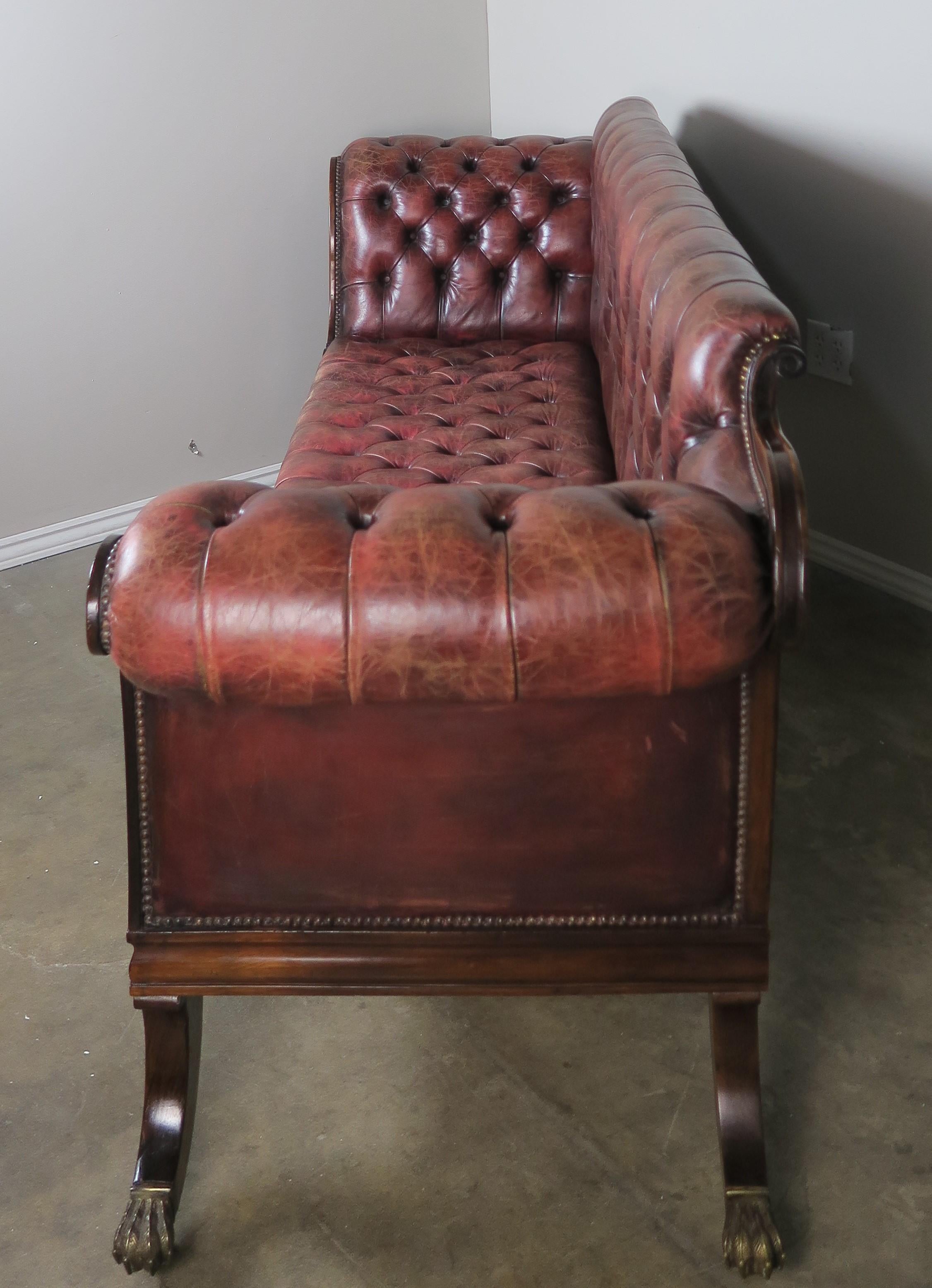 English Regency Leather Tufted Sofa, circa 1900 2