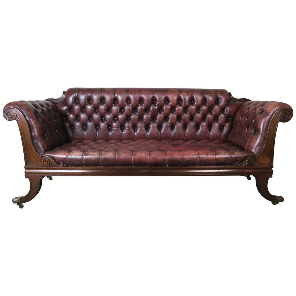 Pair of Regency Style Tufted Back Sofas For Sale at 1stdibs
