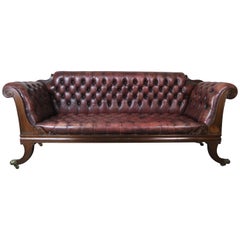 English Regency Leather Tufted Sofa, circa 1900