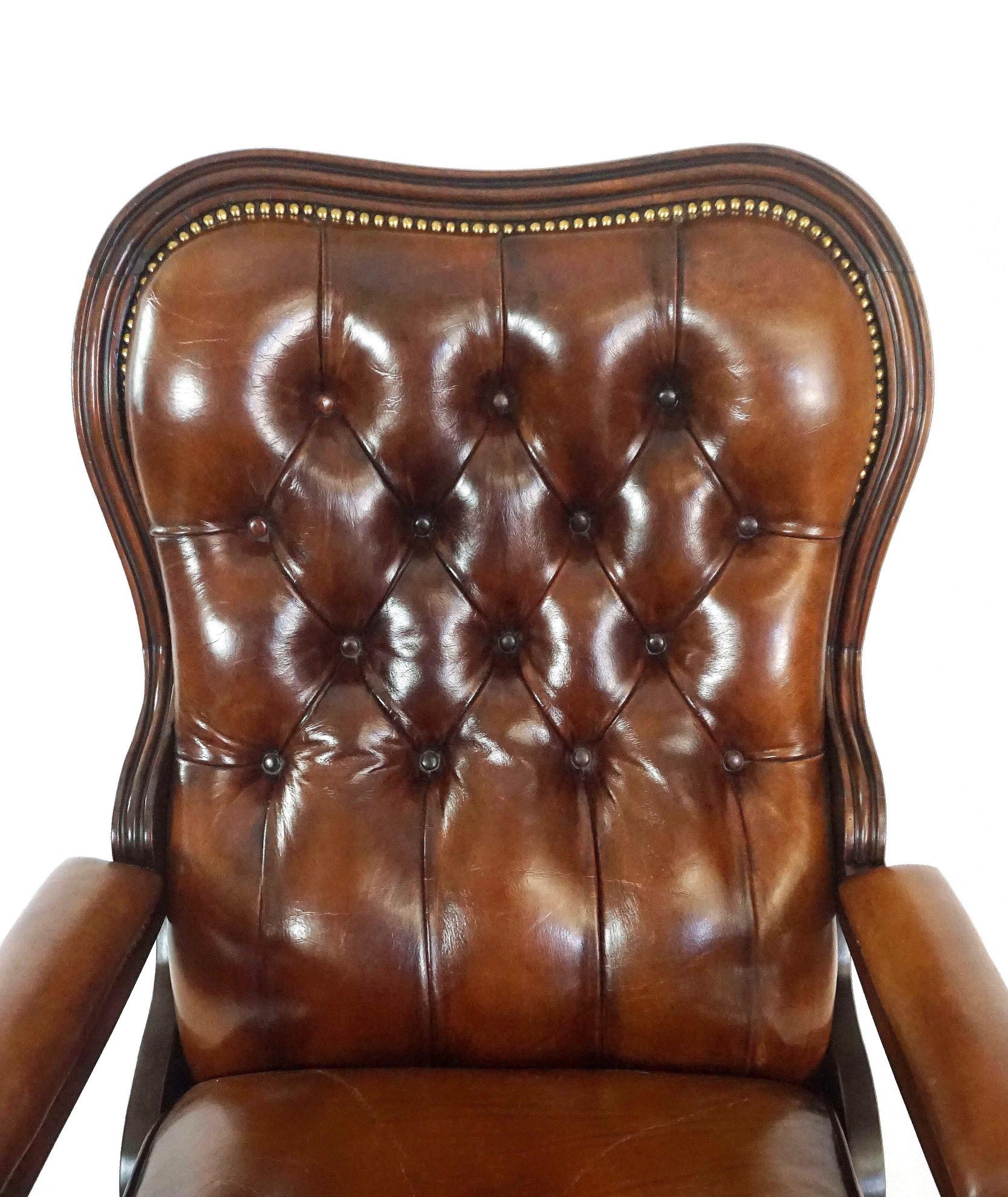 Regency Leather Upholstered Mahogany Reclining Armchair, circa 1830 For Sale 4