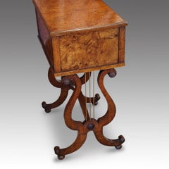 English Regency Lyre Ended Pollard Oak Worktable, circa 1815