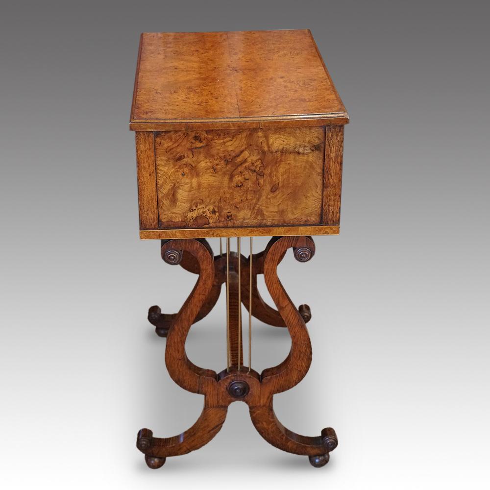 English Regency Lyre Ended Pollard Oak Worktable, circa 1815 For Sale 4
