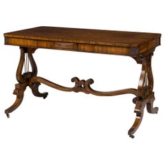 English Regency Lyre Support Table Desk