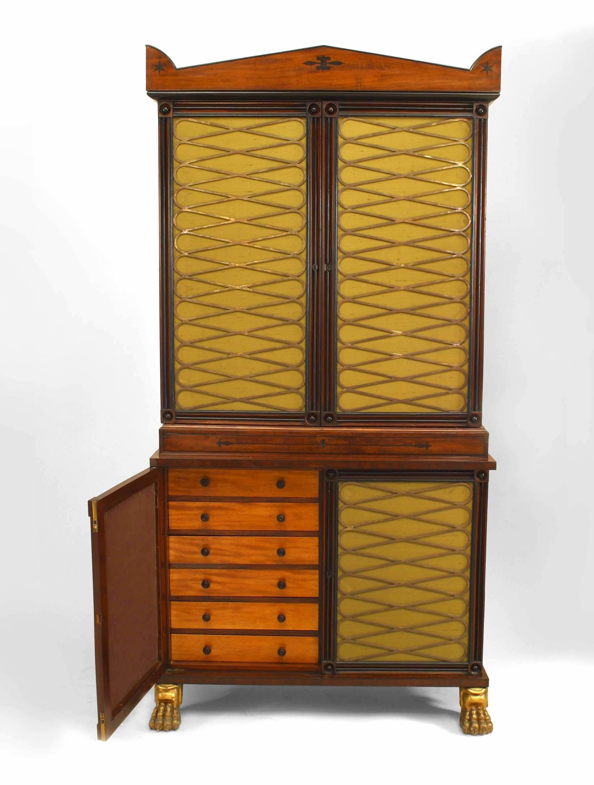 19th Century English Regency Mahogany and Brass Cabinet