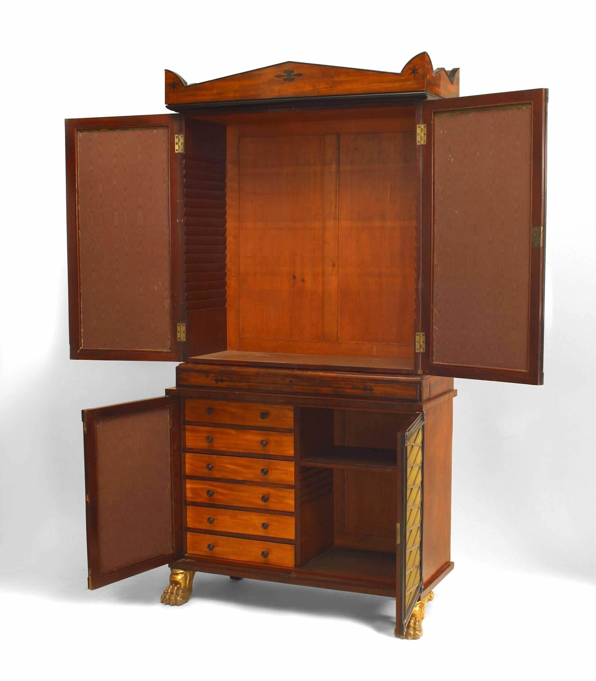 English Regency Mahogany and Brass Cabinet 1