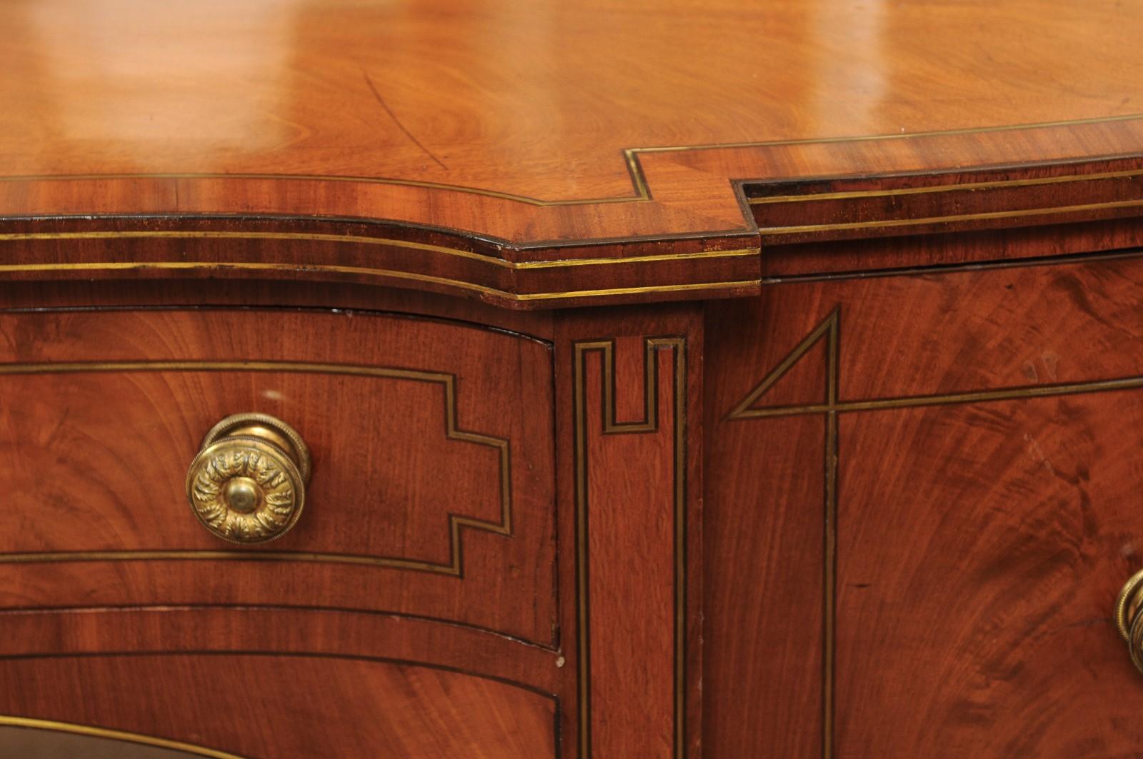 English Regency Mahogany and Brass Inlaid Sideboard, Early 19th Century 3
