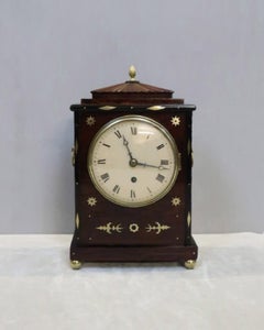 English Georgian Mahogany and Brass Inlaid Timepiece Bracket Clock