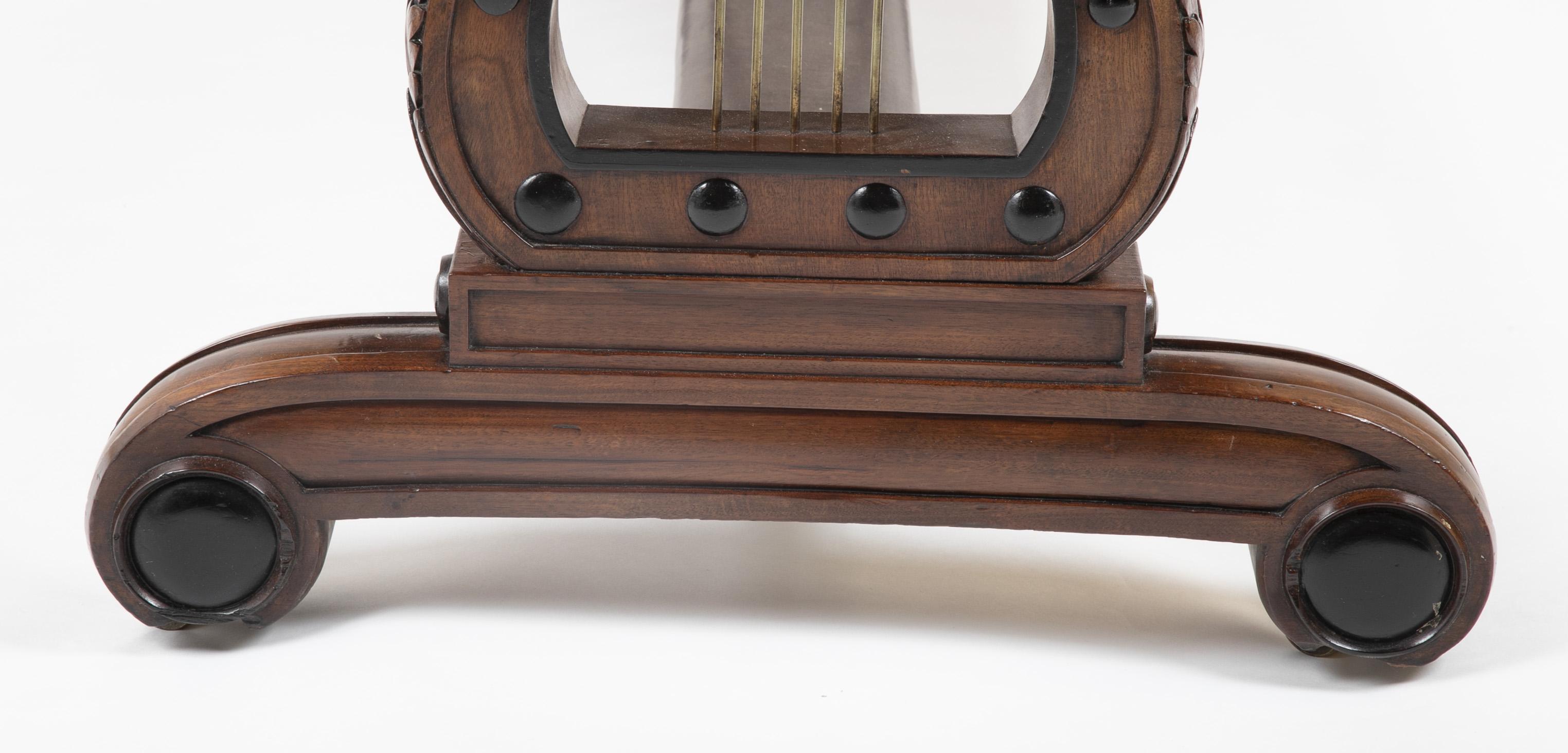 English Regency Mahogany and Ebonized Wood Lyre-End Sofa / Writing Table For Sale 8