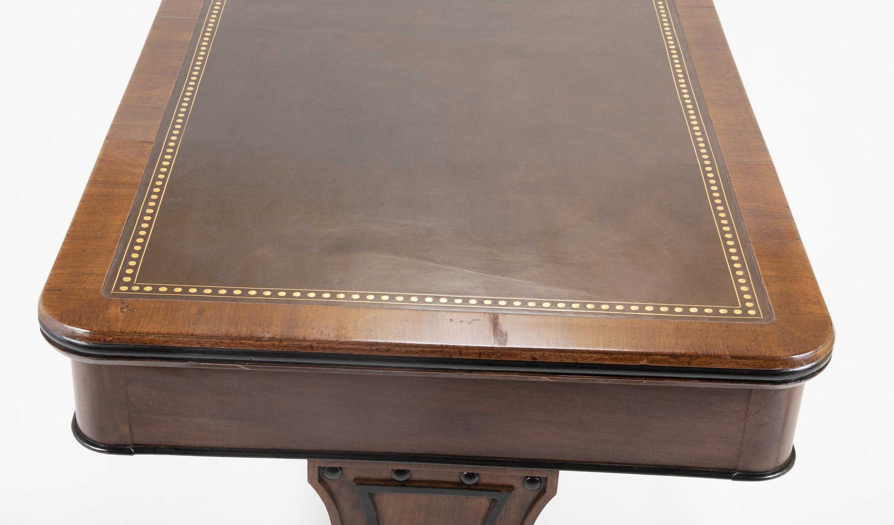 English Regency Mahogany and Ebonized Wood Lyre-End Sofa / Writing Table For Sale 9