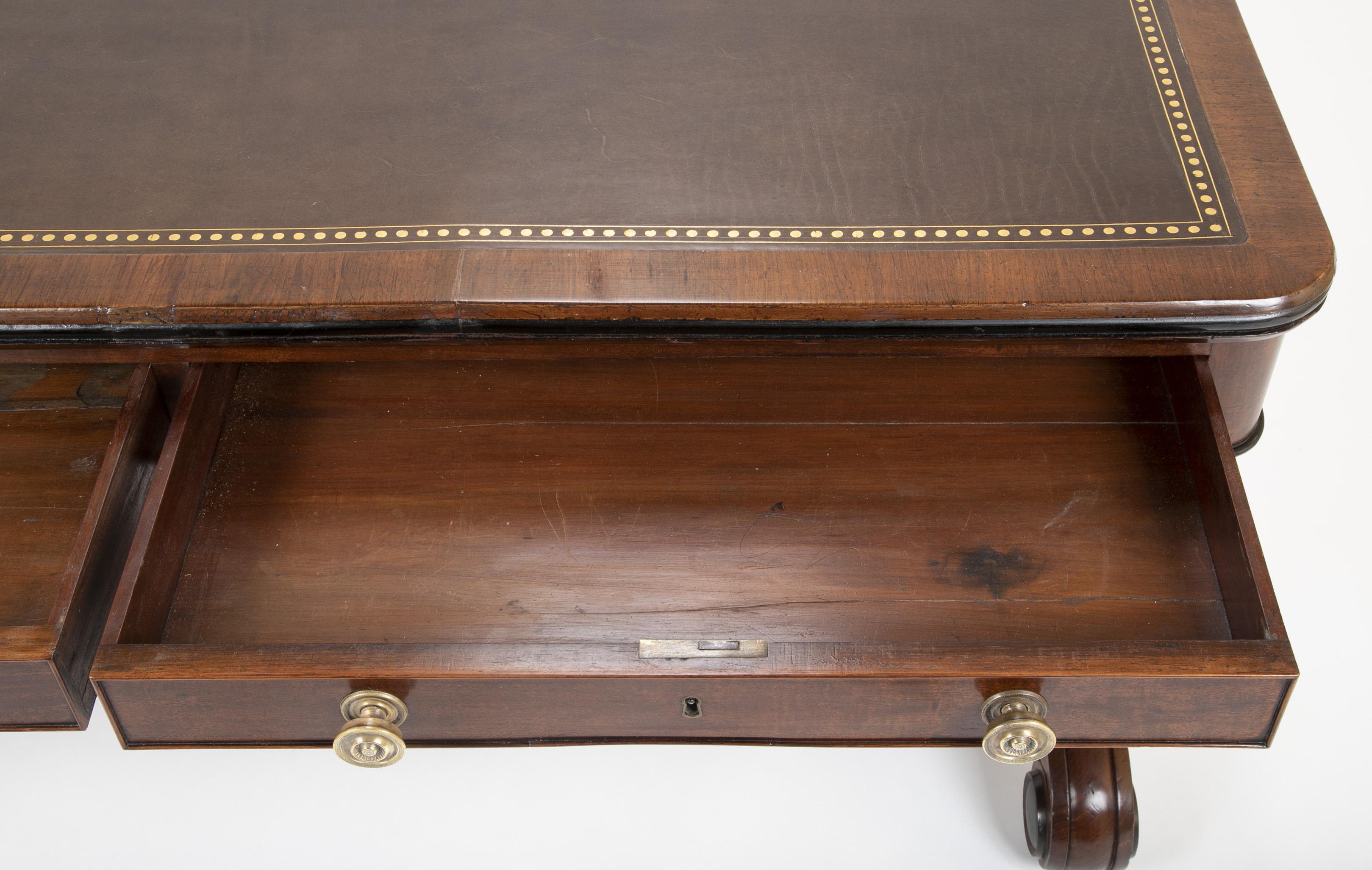 English Regency Mahogany and Ebonized Wood Lyre-End Sofa / Writing Table For Sale 3