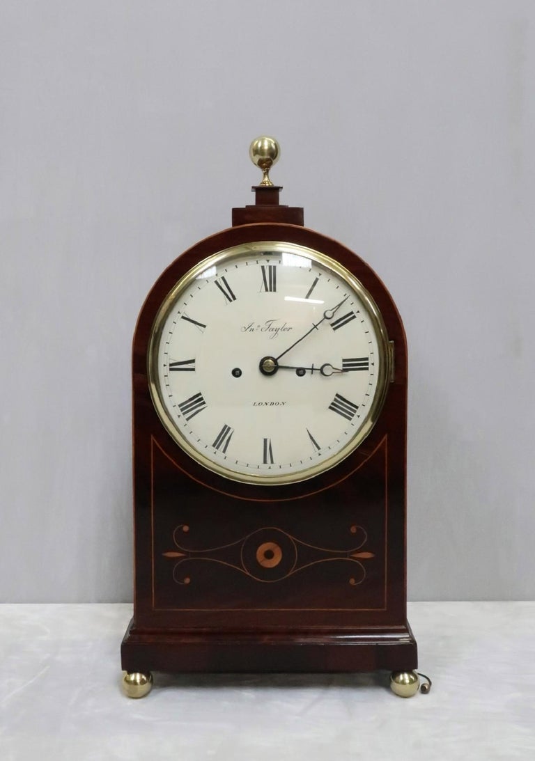 English Regency Mahogany and Inlaid Bracket Clock by Thwaites and Reed