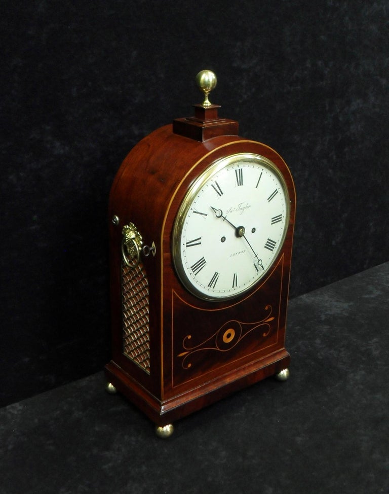 English Regency Mahogany and Inlaid Bracket Clock by Thwaites and Reed