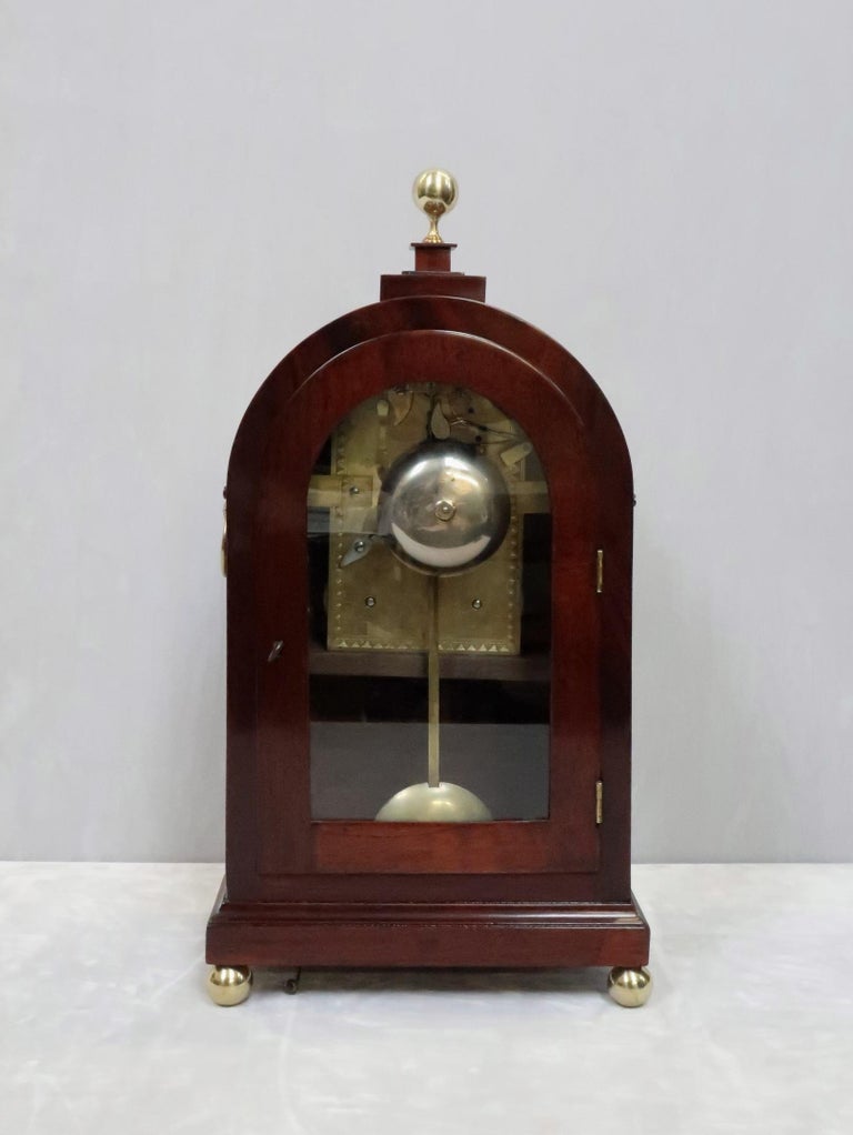 English Regency Mahogany and Inlaid Bracket Clock by Thwaites and Reed