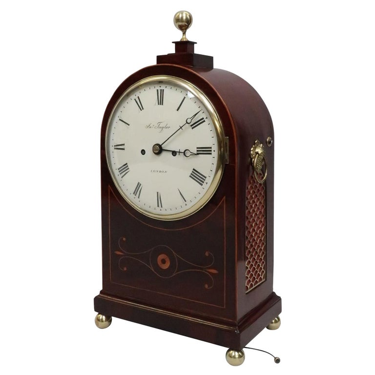 English Regency Mahogany and Inlaid Bracket Clock by Thwaites and Reed