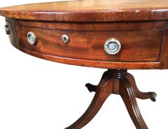 English Regency Mahogany and Leather Drum Table