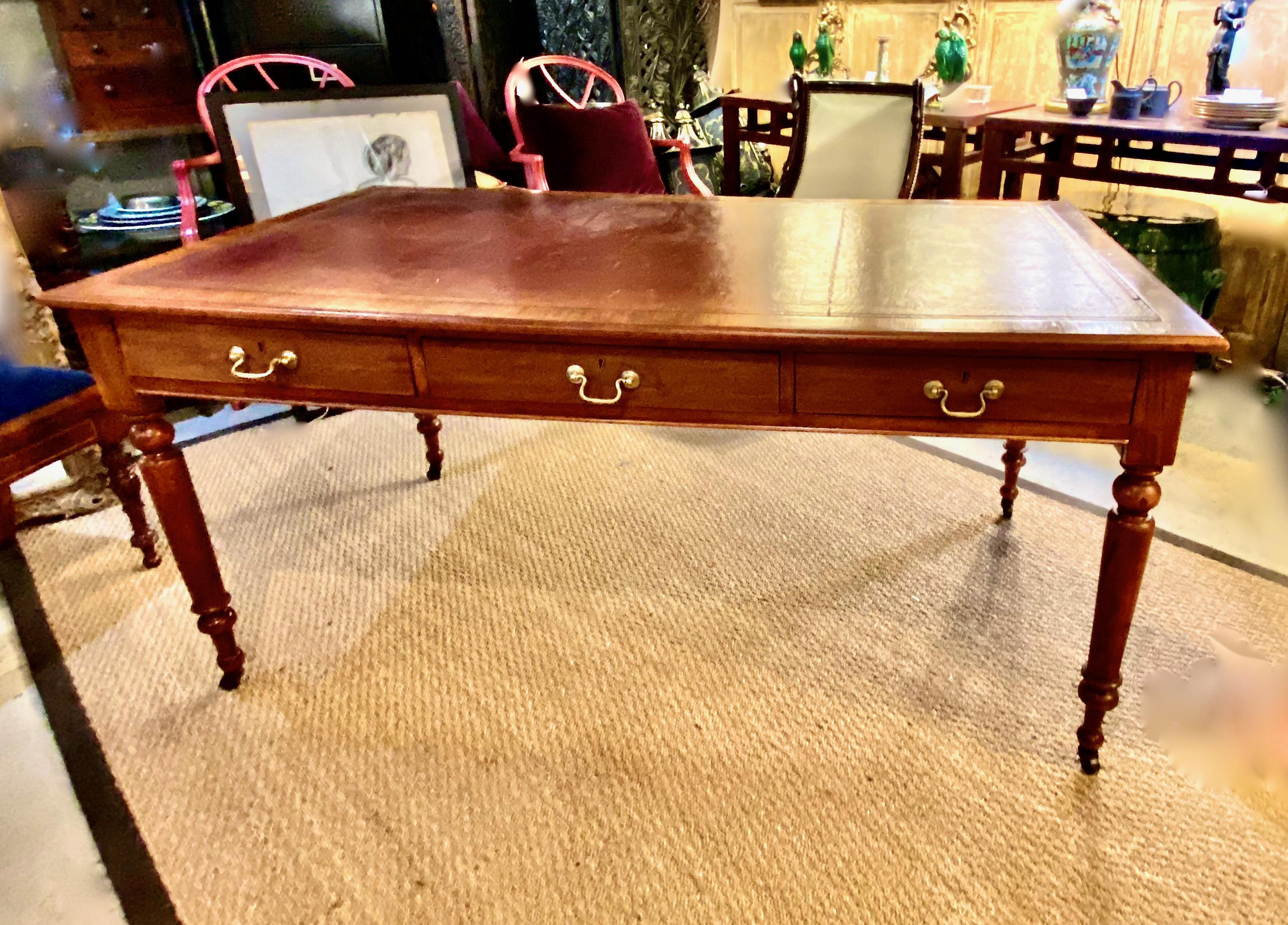 Regency Leather Top Library Table 6