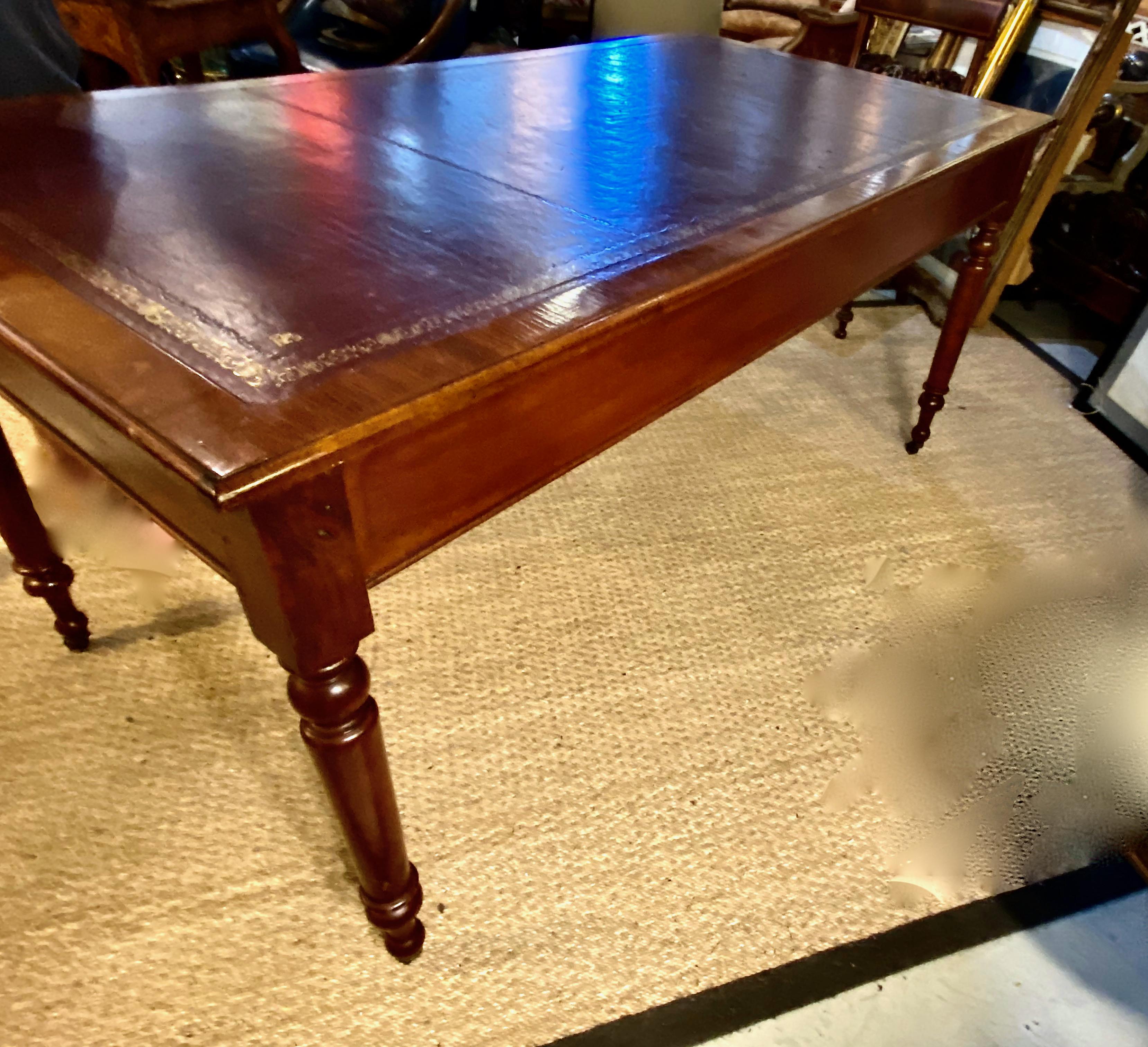 English Regency Leather Top Library Table