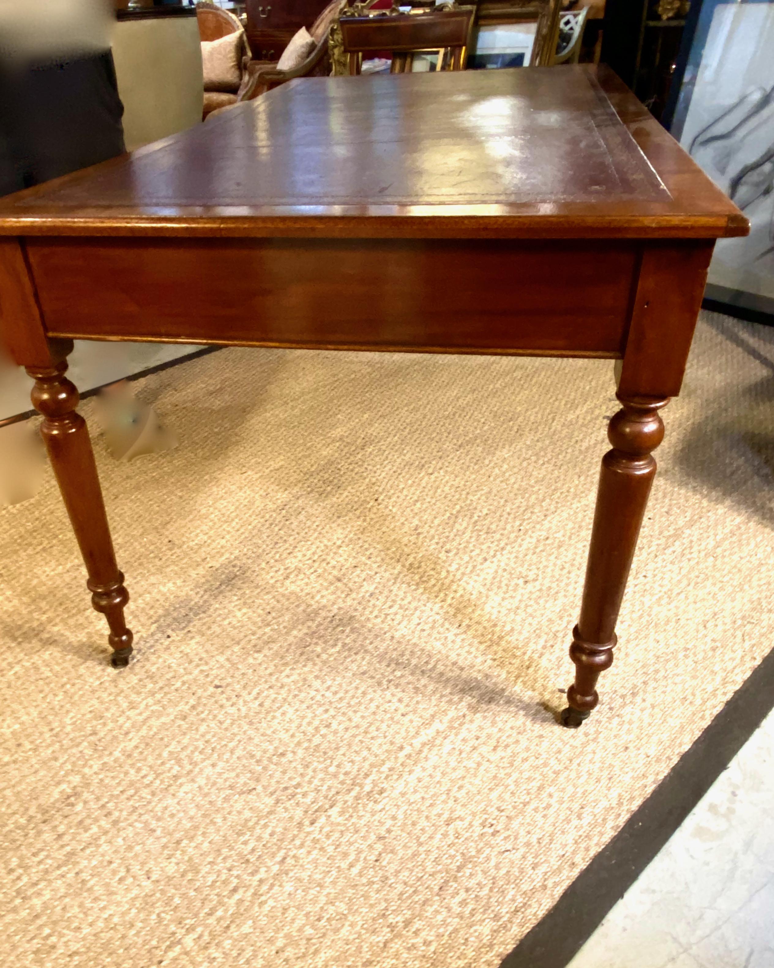 19th Century Regency Leather Top Library Table