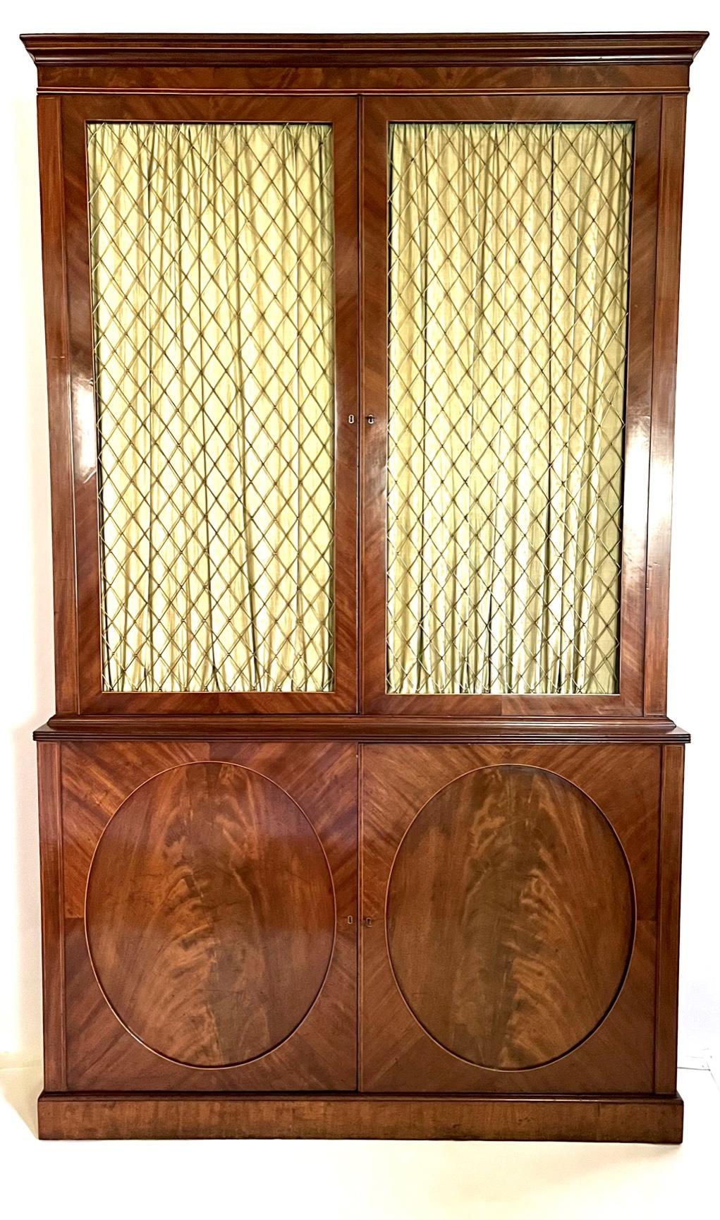 English Regency Mahogany and Satinwood Grille Door Press Cabinet, circa 1810 5
