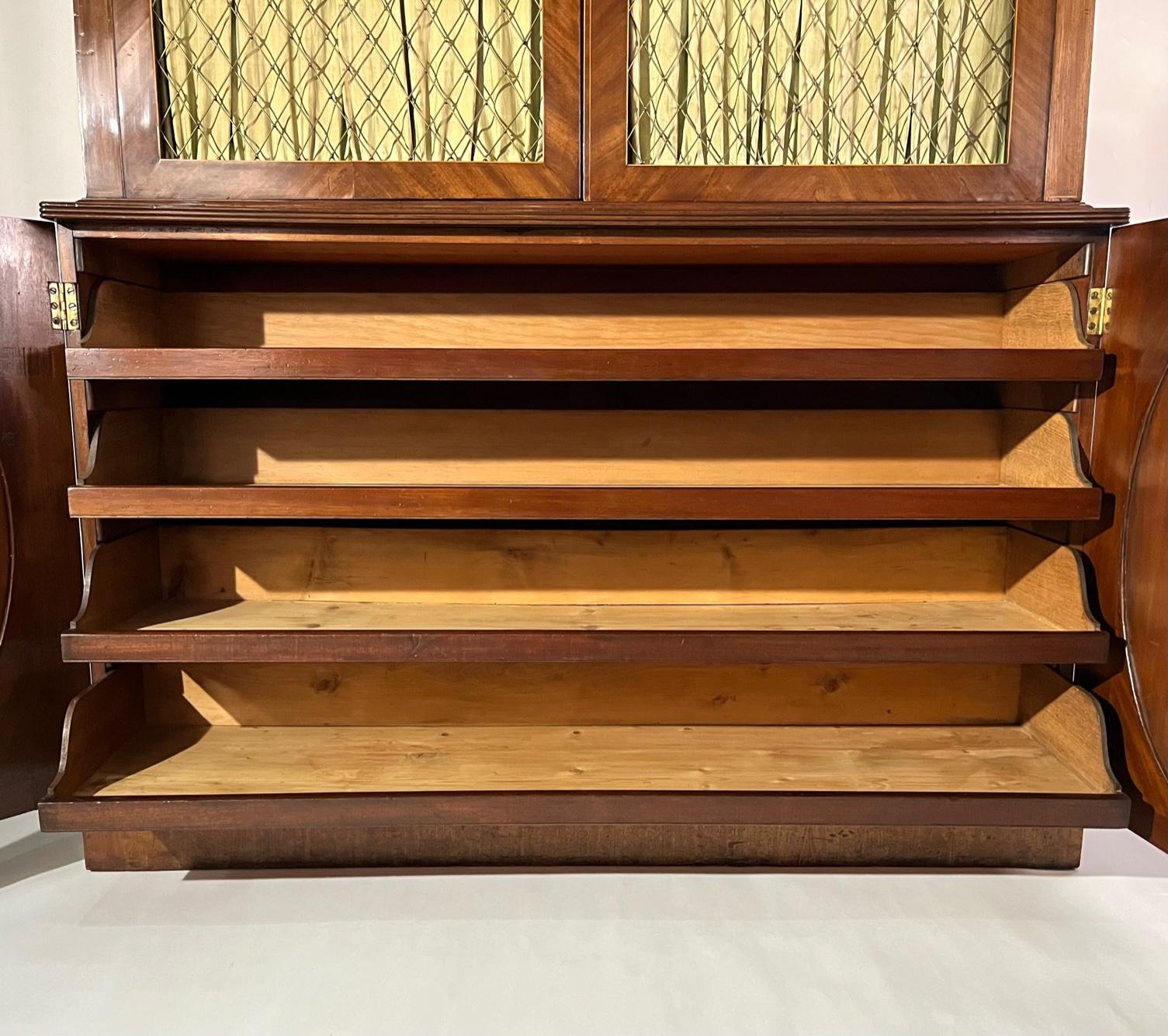 English Regency Mahogany and Satinwood Grille Door Press Cabinet, circa 1810 10
