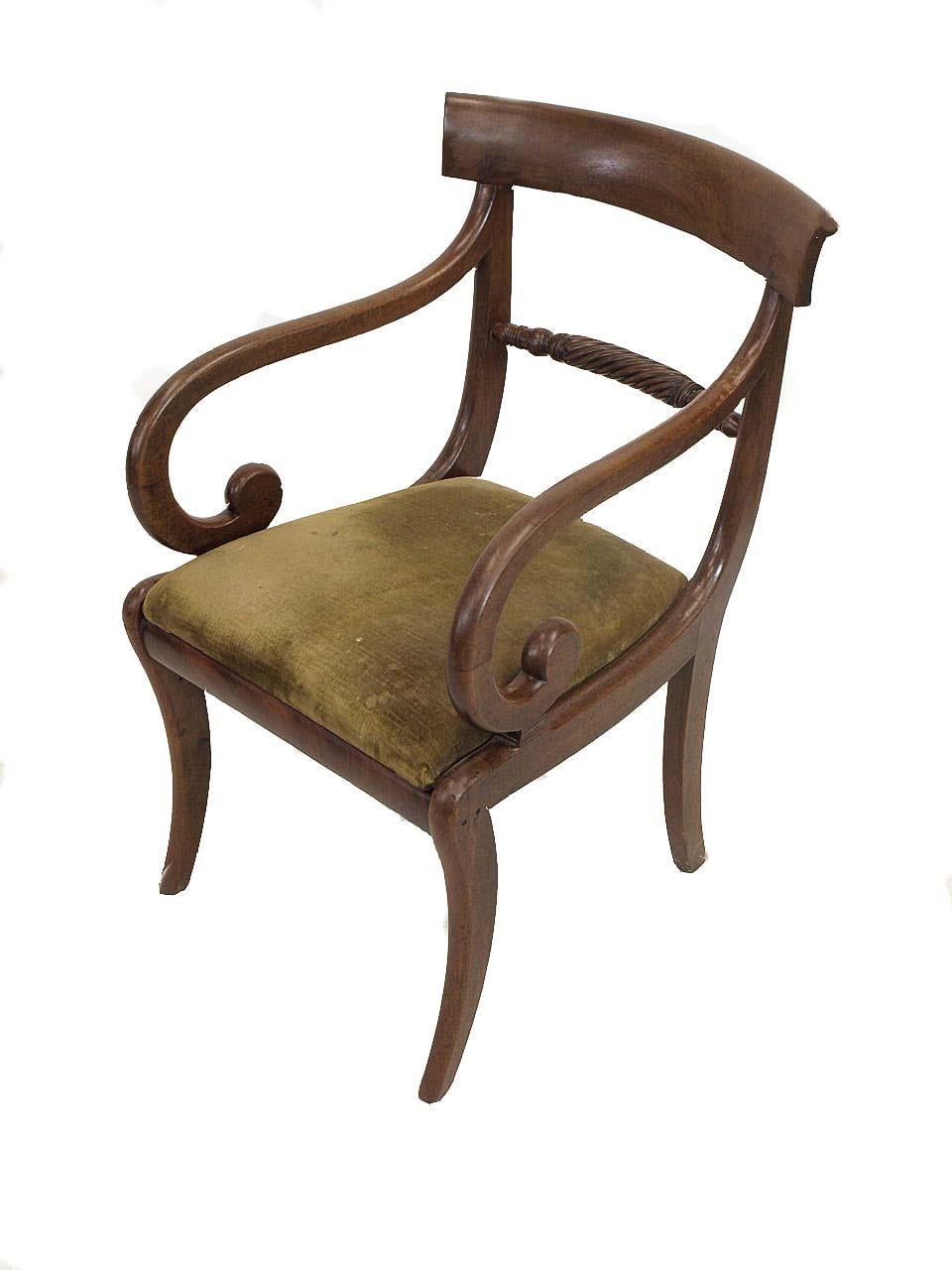 Mid-19th Century English Regency Mahogany Armchair For Sale