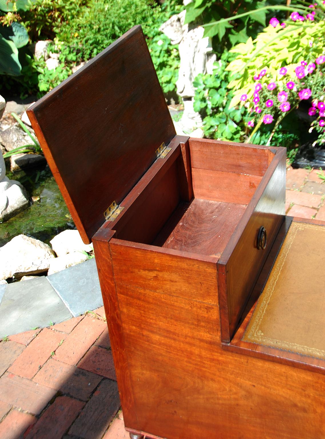 English Regency Mahogany Bedstep Converted Commode, Tooled Leather Treads 5