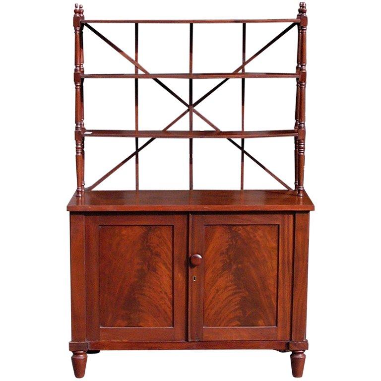 English Regency Book Matched Mahogany Bookcase with Tiered Shelving, C. 1810 For Sale