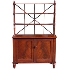 Used English Regency Book Matched Mahogany Bookcase with Tiered Shelving, C. 1810