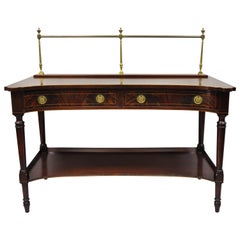 Antique English Regency Mahogany Bow Front Sideboard Buffet Server Brass Gallery