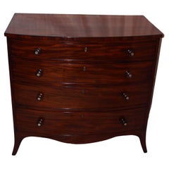 Vintage English Regency Mahogany Bowfront Chest of Four Graduated Drawers