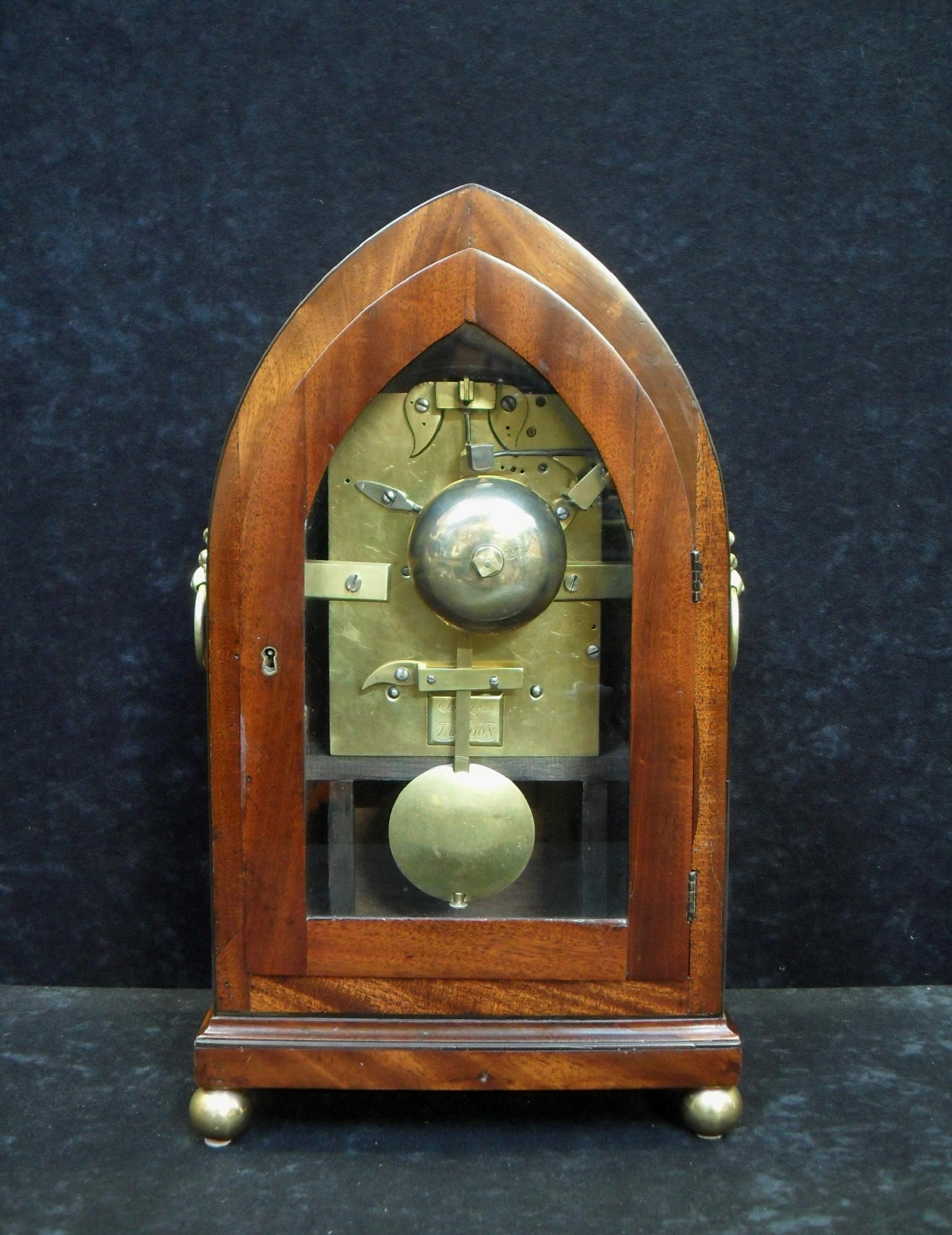 English Regency Mahogany Bracket Clock with Pull Repeat by Bayles of London For Sale 2