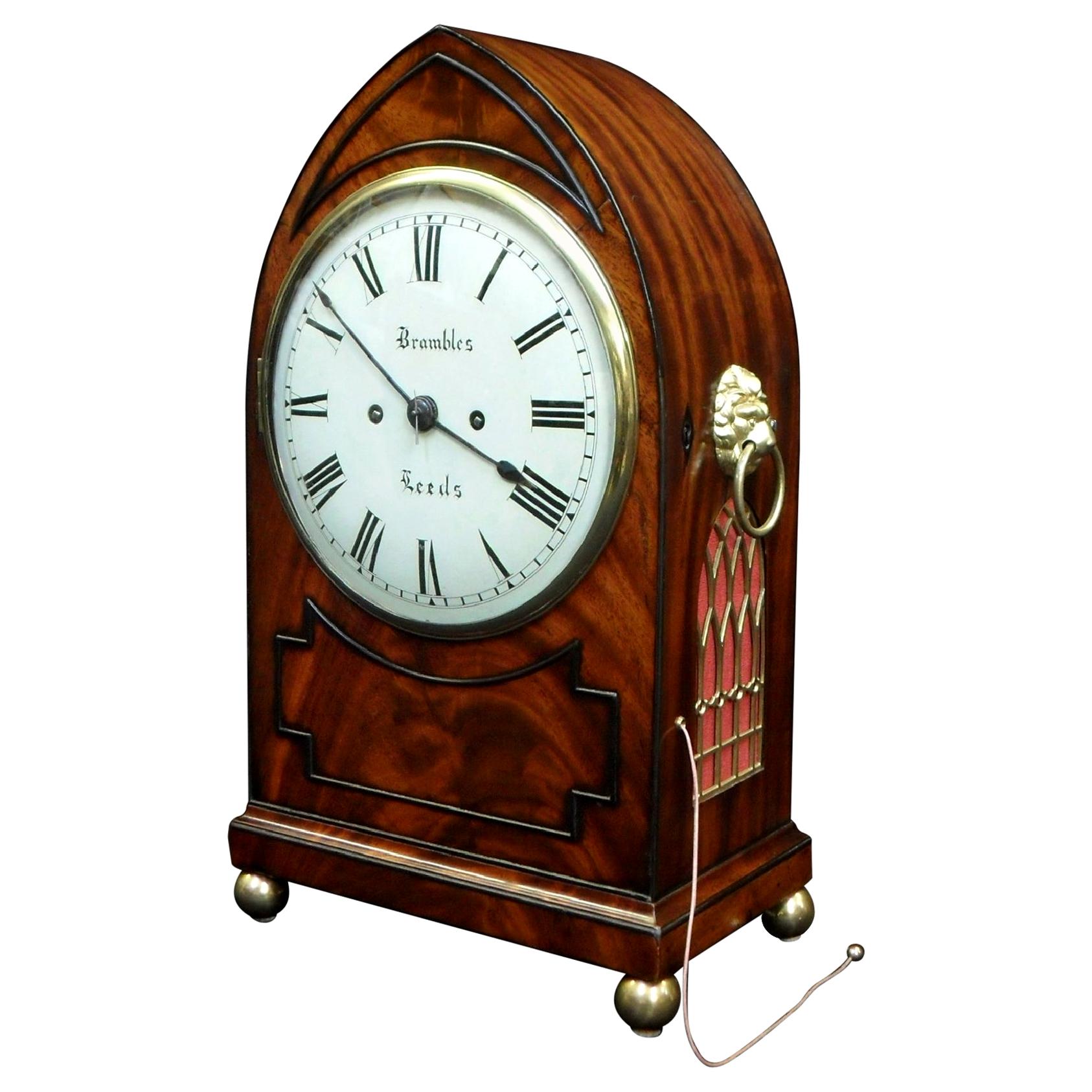 English Regency Mahogany Bracket Clock with Pull Repeat by Bayles of London For Sale